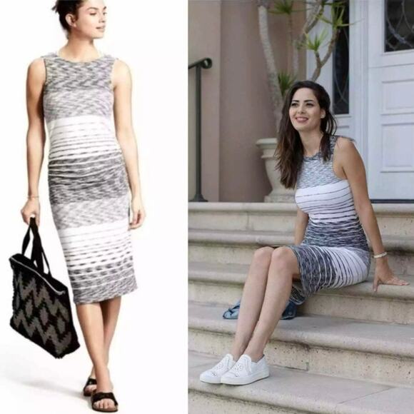 ATHLETA Comeback Striped Ombre Space Dye Ruched Knit Midi Dress Size XS - Picture 11 of 11